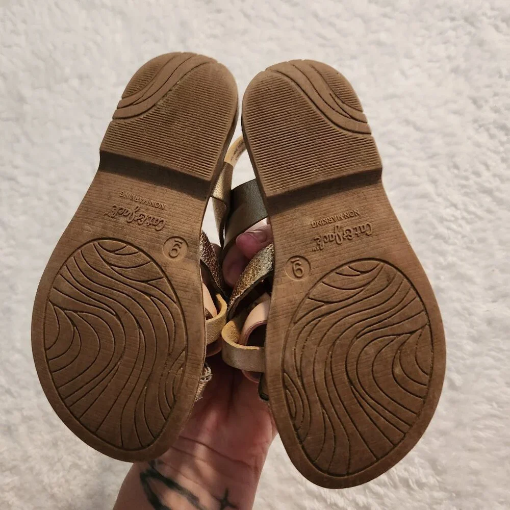 Cat & Jack Gold Rose Gold Gladiator‎ Sandals Girls Size 9
